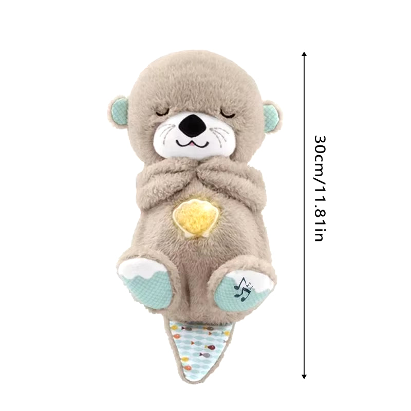 Baby Breathing Bear Baby Soothing Otter Plush Doll Toy Baby Kids Soothing Music Sleeping Companion Sound and Light Doll Toy Gift