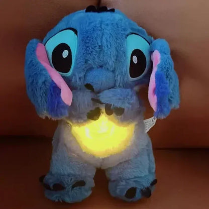 New  Lilo&Stitch Plush Doll with Breath Child Peluche Soothes Toy Anime Baby Music Light Sleep Toys Pink Stitch Kids Gifts