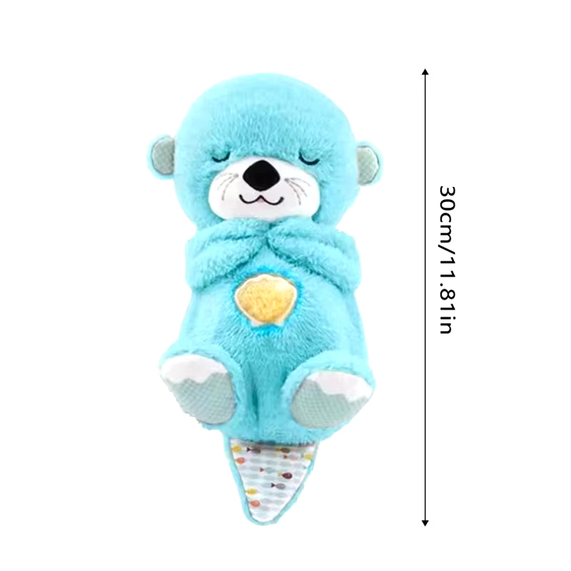 Baby Breathing Bear Baby Soothing Otter Plush Doll Toy Baby Kids Soothing Music Sleeping Companion Sound and Light Doll Toy Gift