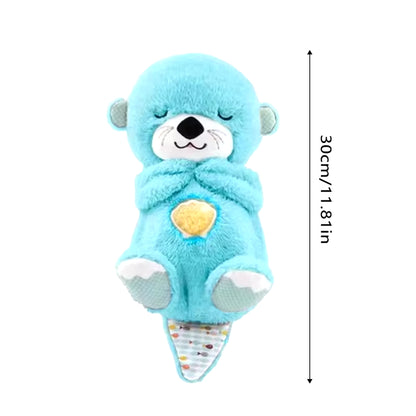 Baby Breathing Bear Baby Soothing Otter Plush Doll Toy Baby Kids Soothing Music Sleeping Companion Sound and Light Doll Toy Gift