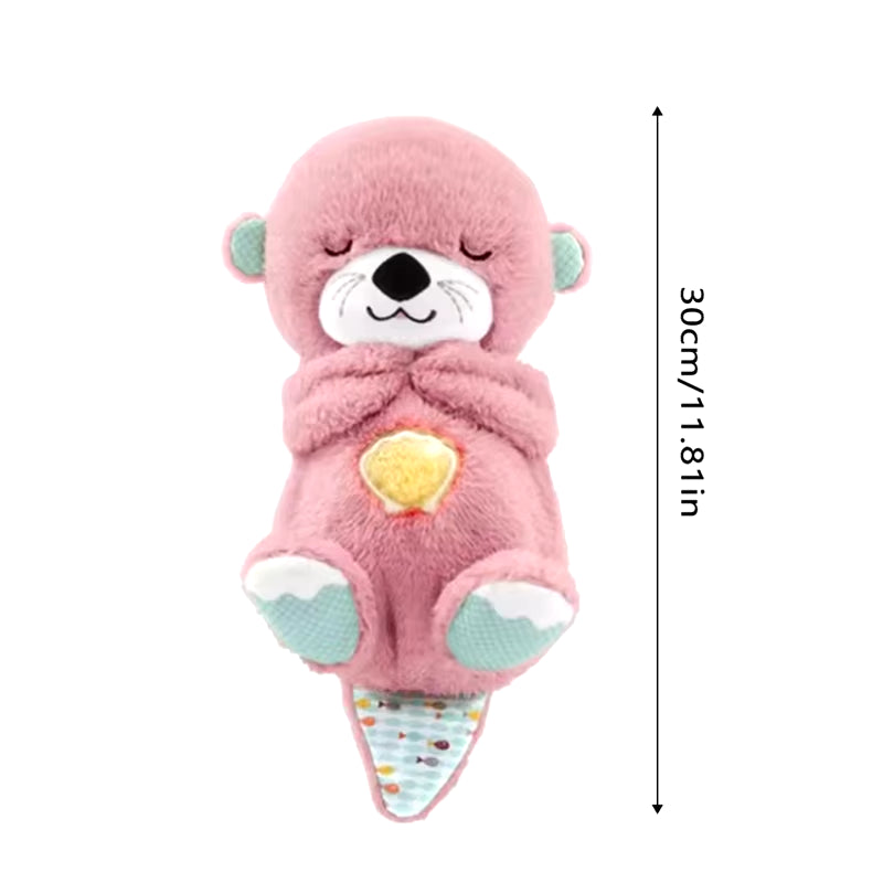 Baby Breathing Bear Baby Soothing Otter Plush Doll Toy Baby Kids Soothing Music Sleeping Companion Sound and Light Doll Toy Gift