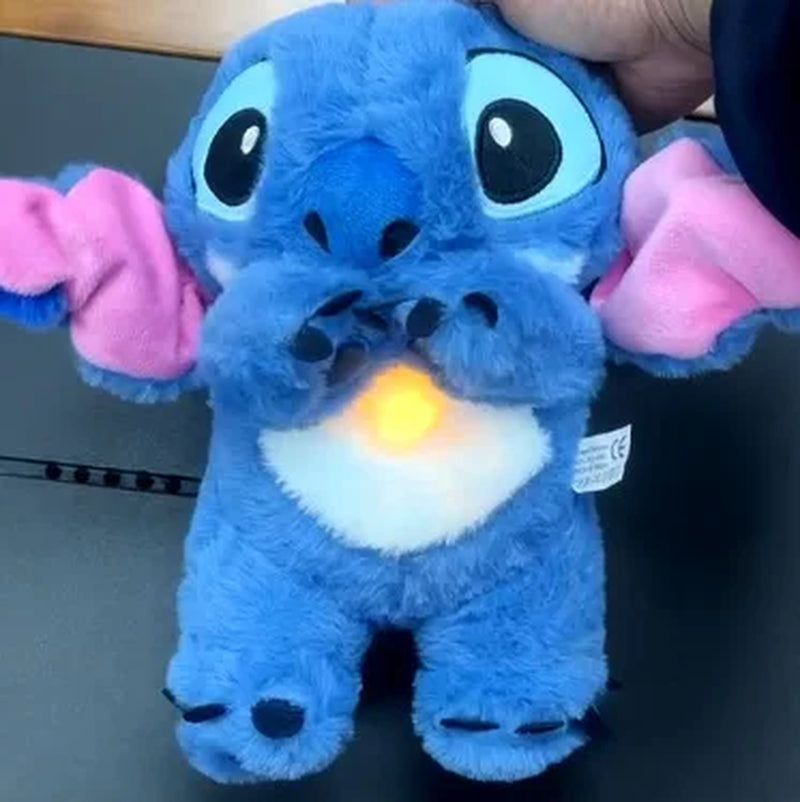 New  Lilo&Stitch Plush Doll with Breath Child Peluche Soothes Toy Anime Baby Music Light Sleep Toys Pink Stitch Kids Gifts