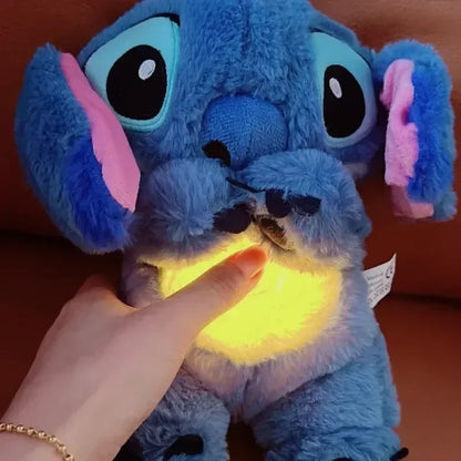 New  Lilo&Stitch Plush Doll with Breath Child Peluche Soothes Toy Anime Baby Music Light Sleep Toys Pink Stitch Kids Gifts