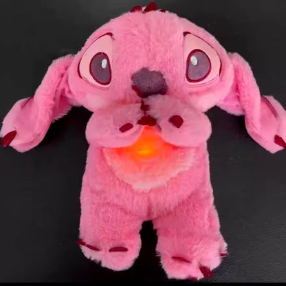 New  Lilo&Stitch Plush Doll with Breath Child Peluche Soothes Toy Anime Baby Music Light Sleep Toys Pink Stitch Kids Gifts